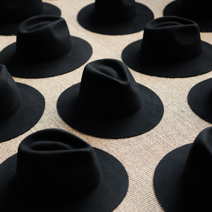 小众设计师独立品牌手工制宽帽檐黑色羊毛毡礼帽暗黑男女简约都市