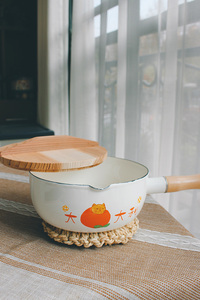 老麦【大吉大利】原创日式复古搪瓷雪平锅泡面锅螺蛳粉汤锅奶锅