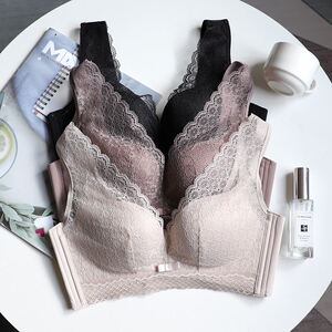 艾薇莉特文胸无钢圈乳木棉一代内衣女乳胶ab杯小胸蕾丝性感聚拢上