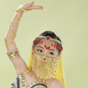 儿童古代面纱 遮脸肚皮舞面罩遮面印度舞蹈服装配饰蒙面道具纱巾