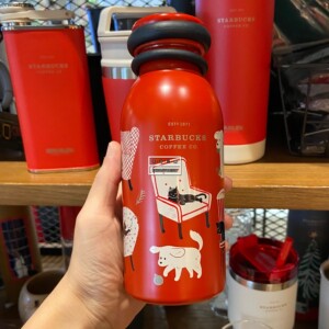 包邮附小票 香港星巴克杯子圣诞小狗红色不锈钢保温杯随行杯355ml