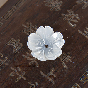 珍珠母贝壳雕花瓣白碟贝花朵圆形五瓣花手工海贝DIY设计饰品配件