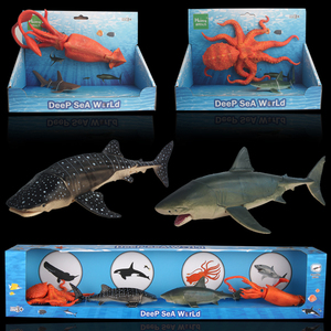 海洋玩具动物模型关节可动鲨鱼章鱼八爪鱼鲸乌贼珊瑚儿童节日礼物