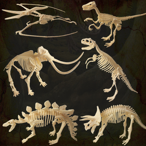 考古恐龙化石模型玩具男拼装动物仿真骨架霸王暴龙翼龙剑龙猛犸象