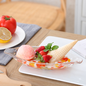 加厚透明玻璃香蕉船冰激凌杯冰淇淋碗雪糕球盘木瓜雪蛤甜品盘沙拉