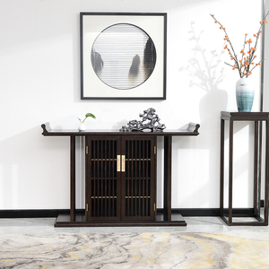 新中式玄关柜实木端景台正对入户门玄幻柜子现代白蜡木走廊装饰柜