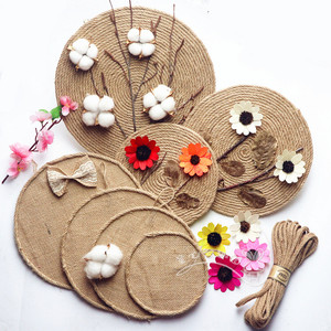 diy手工麻绳盘制作材料 幼儿园教室装饰布置复古创意麻布盘壁挂饰