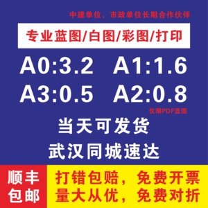 武汉同城网上打印CAD工程图纸竣工图红章蓝图彩图PDF扫描A2A1A0