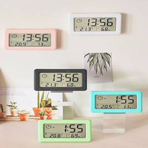 桌面电子时间显示器温度计迷你钟表学生用简约电子表闹钟时钟ins