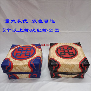 藏式竹筐箩玛 手工竹编筐 环保干粮收纳筐 竹筐 4个规格双色可选