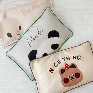 【富山草莓】A类卡通熊猫60支天丝枕套儿童幼儿园单人冰丝枕巾夏