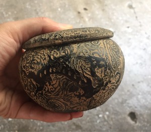 古玩玉器老物件仿古做旧汉白玉龙凤围棋罐摆件乾隆年制古董杂项