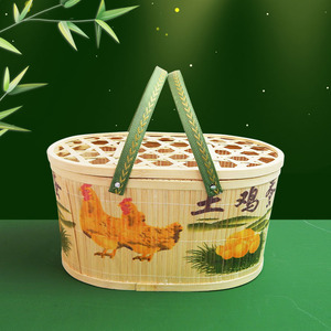 装土鸡蛋竹编手提篮子土特产包装盒杨梅樱桃水蜜桃粽子专用竹篮放