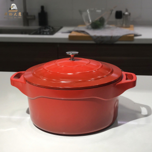 华玲大鹰珐琅锅家用炖锅汤锅不粘锅煮汤粥红色28cm电磁炉燃气通用