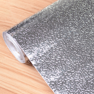 铝箔银色橘皮纹防潮橱柜垫墙纸 耐高温厨房瓷砖创意防油贴纸