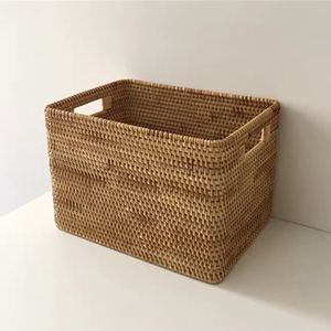 越南藤编纯手工藤编篮零食收纳筐田园手提收纳篮编织手扣玩具篮子