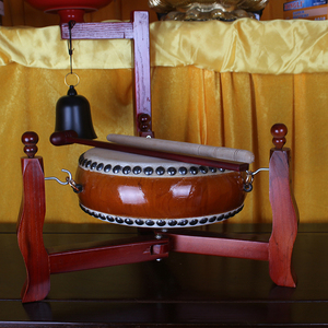 架子鼓/牛皮铃子鼓/吊钟铃铛/实木铃鼓折叠架子 佛教法会法器佛具