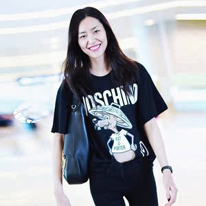 明星大表姐刘雯同款衣服女t夏恤短袖百搭上衣宽松2018流行黑色