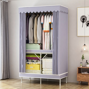简易布衣柜折叠免安装家用卧室收纳出租房用钢管加粗加固挂衣柜子