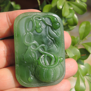 方言企业精品和田玉蒋喜名品5万碧玉手镯芯设计巧雕牌子福禄吊坠r