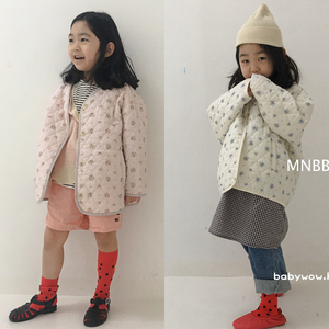亲子大童韩国童装代购21春minibonbon女童韩范腔调碎花薄棉小外套