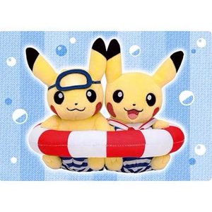 游泳圈情侣皮卡丘 pc中心 限定 宝可梦神奇宝贝 毛绒公仔娃娃