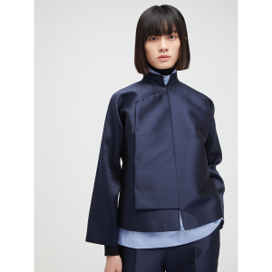ms min藏青丝质中式立领小褂