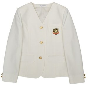 日本代购奶白色三粒扣校供感西装外套盾型徽章女子高生JK制服无领