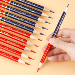 中华牌红蓝铅笔中华圆杆特种铅笔双色蓝色铅笔双头医学护士专用基建实验室圆形红铅笔标图绘图木工体温单记号