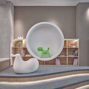 定制定制简约弧形书架售楼处大厅书柜展示架绘本馆儿童房阅读区绘