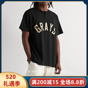 fog fear of god 第七季主线grays植绒印花亨利领短袖男女休闲t恤
