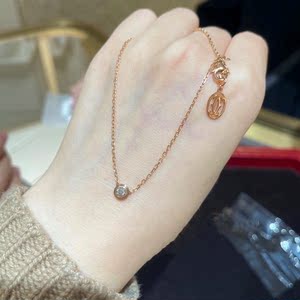 cartier 卡地亚 单钻小飞碟项链 18k玫瑰金 9分18分钻石锁骨链 女