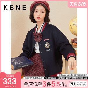 百搭短款棒球服kbne2021秋冬新款学院风毛呢上衣kbne服饰旗舰店513