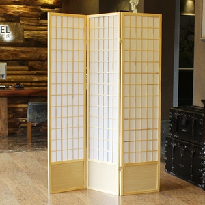 日式原木带档板折叠移动装饰实木屏风料理店拍摄背景玄关客厅隔断
