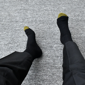 美国金脚趾男士商务袜纹理袜长袜西装袜黑色袜子正装绅士袜