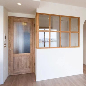 定制室内木窗框架推拉窗长虹玻璃上翻窗左右折叠窗日式原木窗户