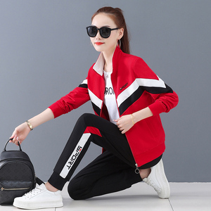 361运动套装女士春秋新款时尚休闲洋气大码外套跑步运动服三件套