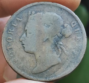 M30--1875年英属海峡--马来亚1分铜币