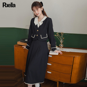 拉夏贝尔Puella小香风西装小套装高级感减龄洋气时尚学院风两件套