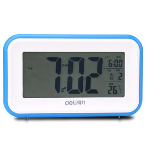 得力多功能电子钟8801触摸光控感应夜光学生专用计时闹钟文具