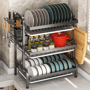 厨房置物架碗碟碗盘收纳架沥水架家用多功能放碗架碗柜碗筷收纳盒