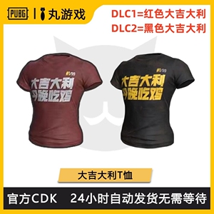 PUBG绝地求生皮肤红色黑色大吉大利T恤CDK吃鸡红大黑大短袖