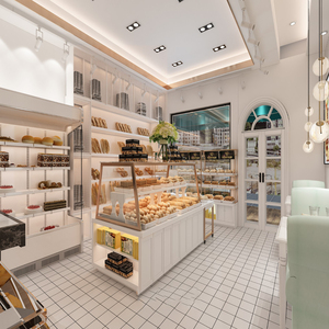 餐厅蛋糕房咖啡店奶茶店零食食品店效果施工图商场专柜装修si设计