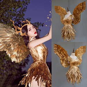 肯豆同款抖音小红书成人翅膀道具金色羽毛大号天使翅膀多色均可