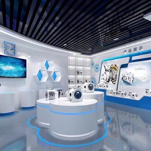 圆形创意展示台桌科技感展厅展柜台发光数码产品烤漆中岛高柜定制