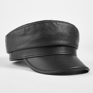 真皮帽子男春秋鸭舌帽男女韩版休闲日本学生帽单皮平顶小军帽冬潮