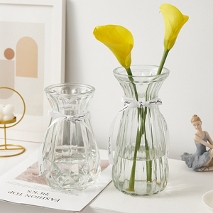简约小清新玻璃花瓶透明水培植物鲜花干花插花器客厅装饰摆件家用