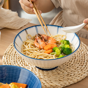 日式拉面碗吃方便面碗家用面条碗沙拉碗大碗陶瓷汤碗家用防烫面碗