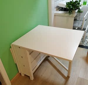 沈阳宜家ikea国内代购 诺顿折叠桌 六人饭桌 实木餐桌 带储物抽屉