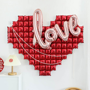 婚房布置大爱心形铝膜气球背景墙布置商场酒店订婚宴结婚房装饰